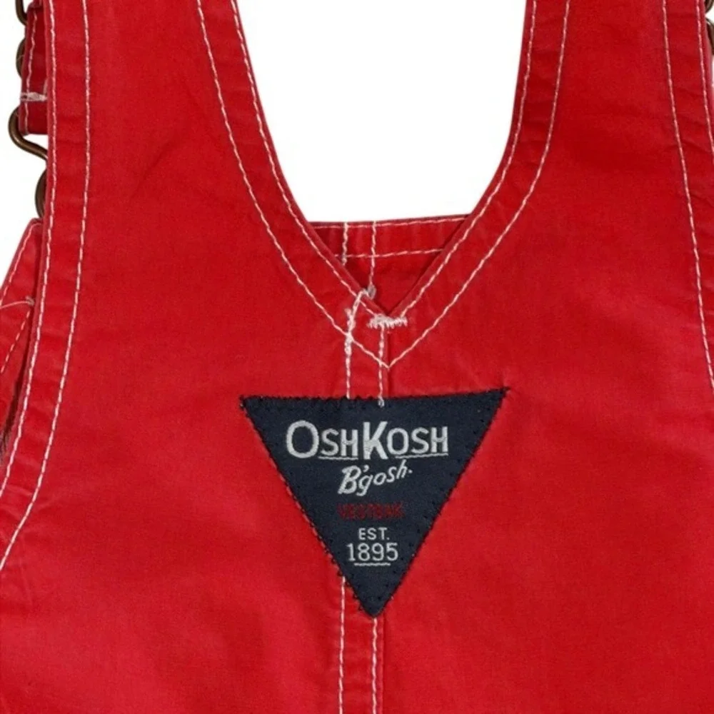 OshKosh Bgosh Kids Red‎ Cotton Canvas Vestbak Shortalls Overalls 18 Months Y2K